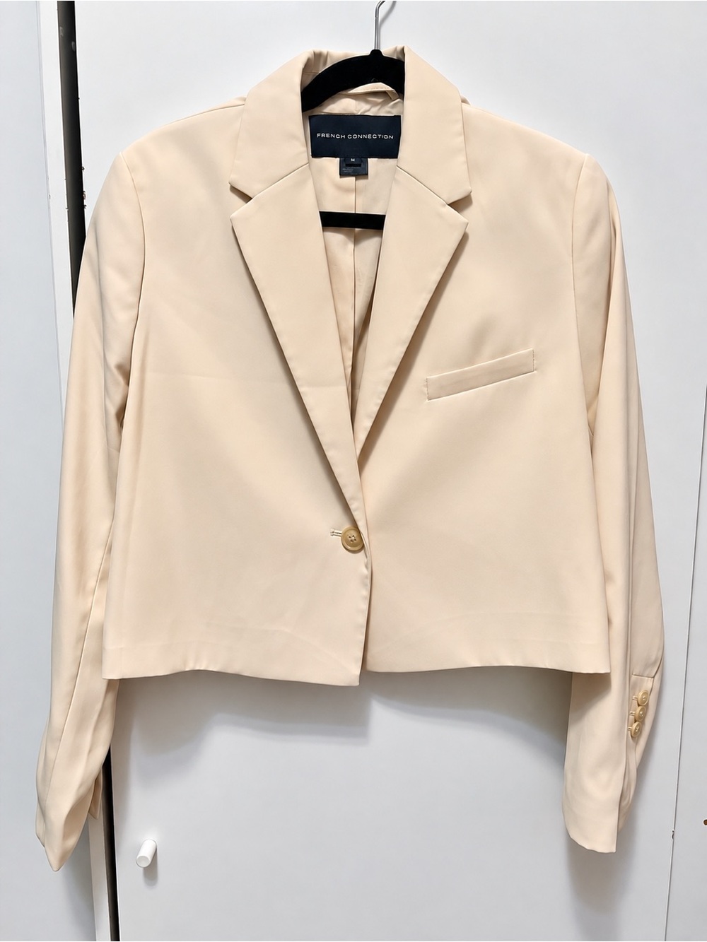 French Connection Cream Cropped Single-Button Blazer